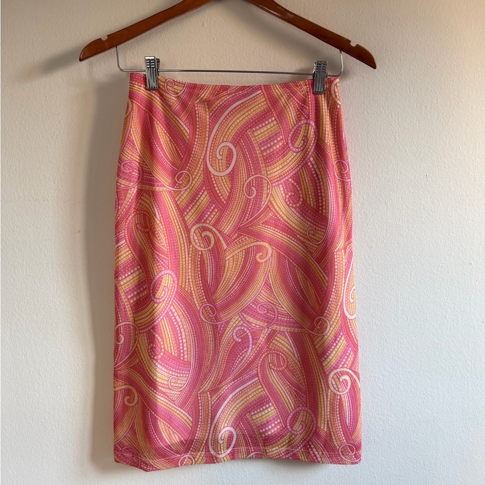 Volume 1 Vintage Pink and Yellow Patterned Skirt, Size Medium